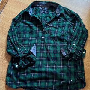 Tommy Hilfiger Green Plaid Button Down Shirt SZ MEDIUM